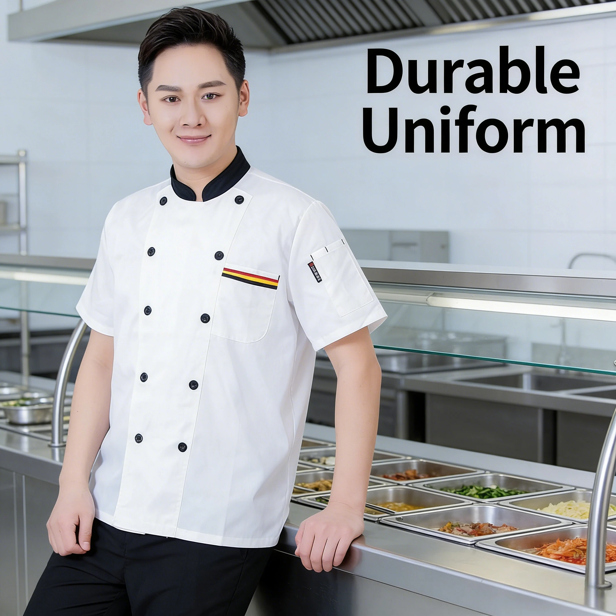 

Chef coat long short sleeve uniform for men women catering bakery restaurant kitchen work wear