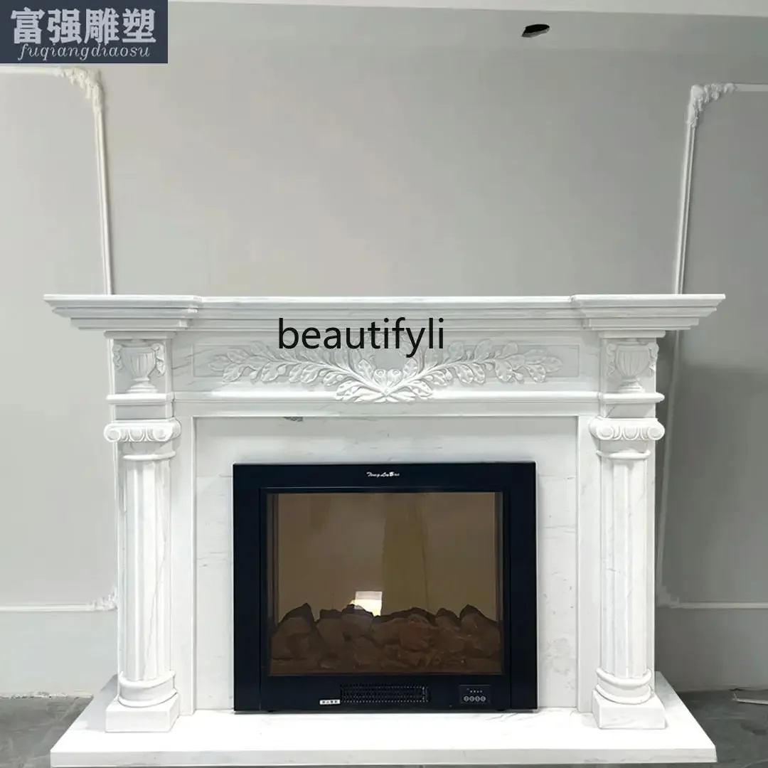 

a13 French fireplace simple carved American marble fireplace white marble stone fireplace decorative cabinet
