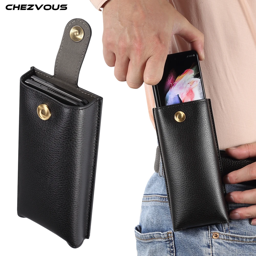 NEW Mobile Phone Bag for Samsung Galaxy Z Fold 4 3 2 W2022/W21 5g/F9160 Lychee Leather Pattern Waist Bag for Huawei MATEX2 xs