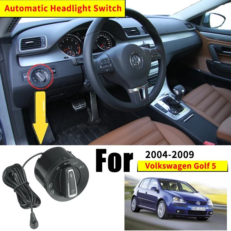 Car Headlight Automatic Switch For Volkswagen Golf R32 Mk5 VW Jetta SportWagen Rabbit GTI Vento Variant 2004~2009 2005 2008