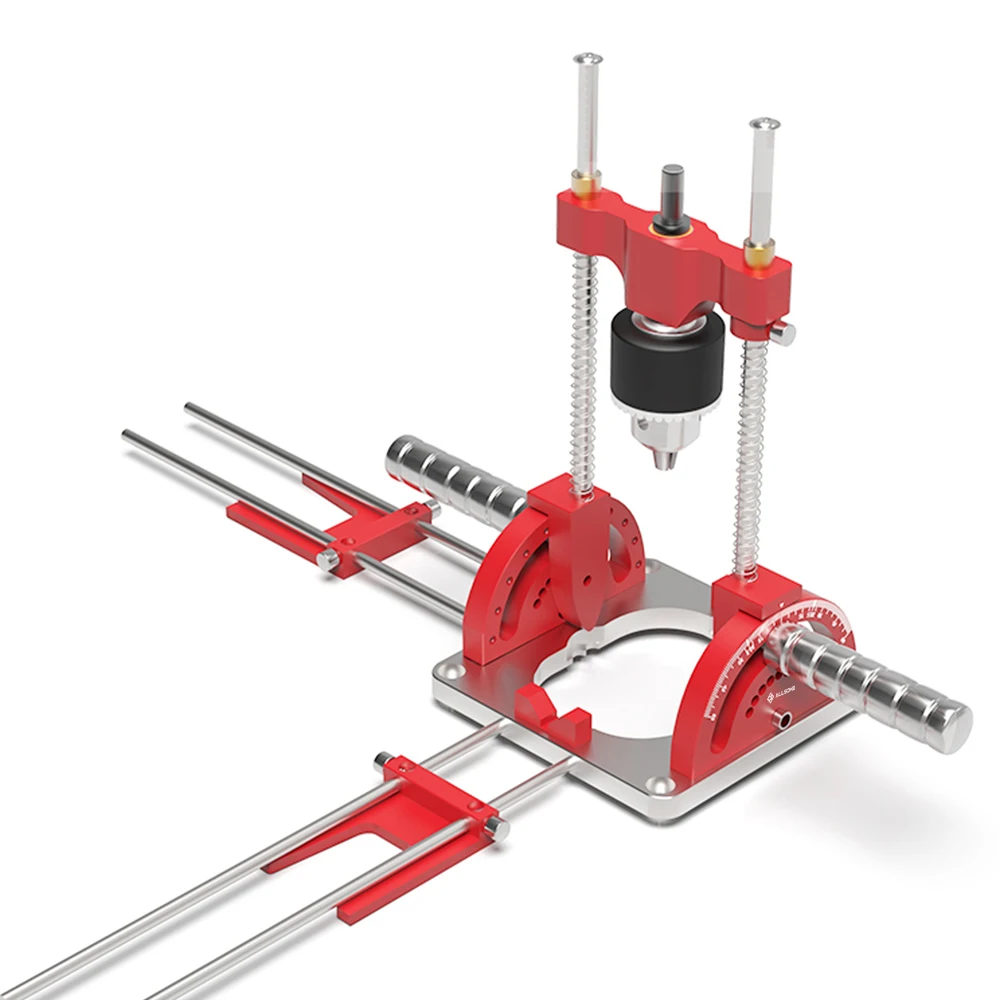 دليل الحفر الدقيق Allsome لمثاقب الطاقة، حامل مرفق دليل متعدد الزوايا مع ظرف لقطع العمل المسطحة والمستديرة