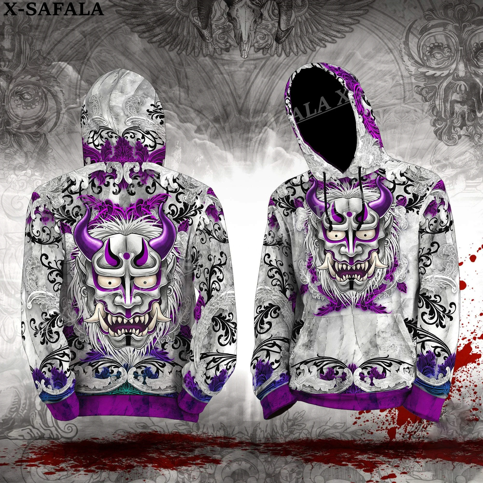 

Oni Japanese Samurai Mask Tattoo 3D Print Zipper Hoodie Man Female Pullover Sweatshirt Hooded Jacket Jersey Coat Tracksuits-4