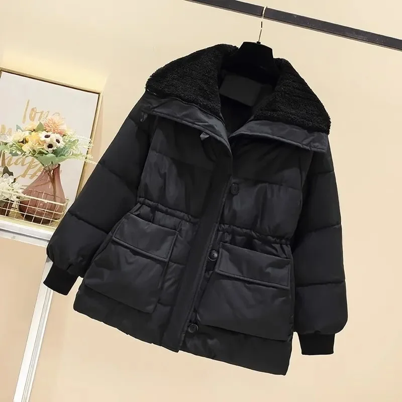 Women\'s Jacket 2024 New Winter Parkas Cotton-padded Clothes Short Korean Fashion Stand Collar Thicken Bread Jacket Puffer Coat T