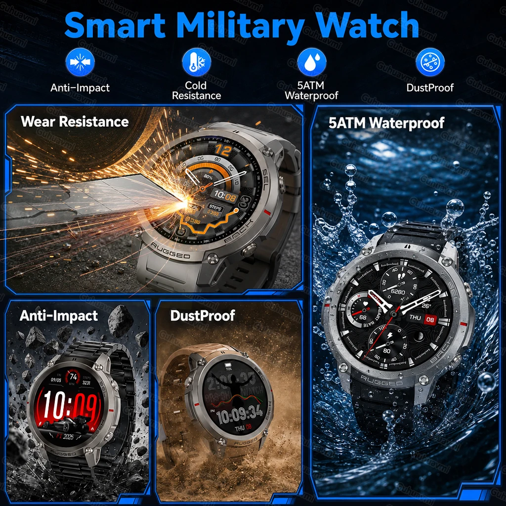 2026 New GPS Technology Offline Map 500mAh Battery Smart Watch GPS Compass Altimeter 5ATM Waterproof Sports Smart Watches Men