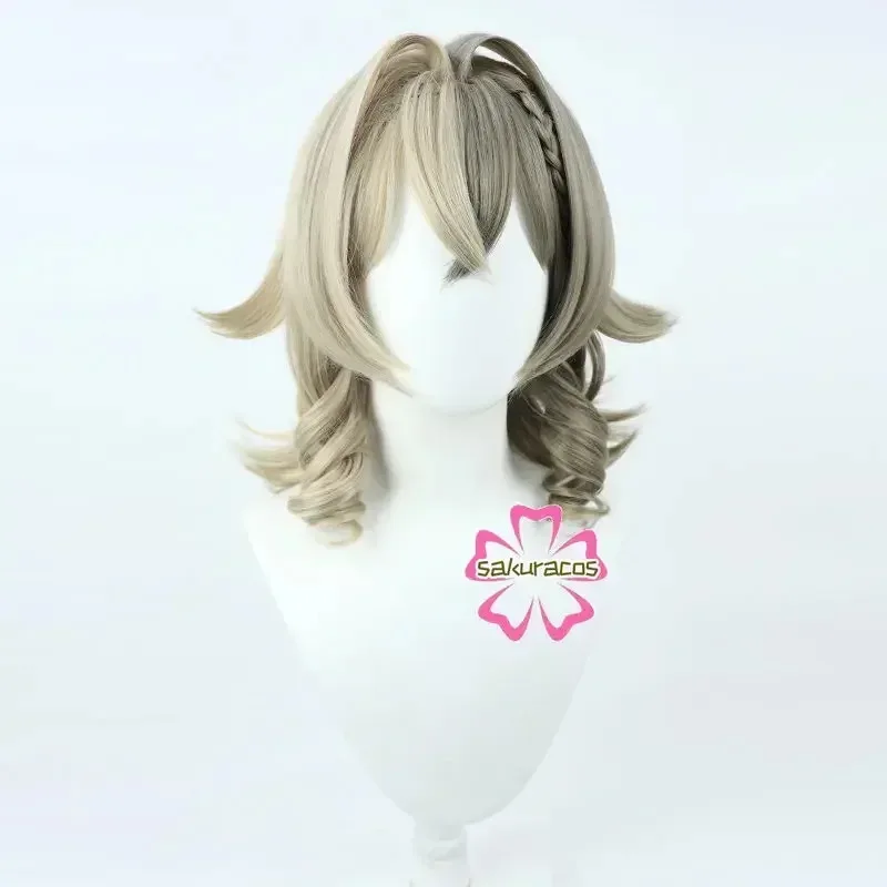 Wiwiwi 123Honkai تأثير فيل الخامس شعر مستعار تأثيري قصير مجعد الشعر مضفر الكتان مختلط اللون مقاومة للحرارة بيروكات صناعية هالوين Ro