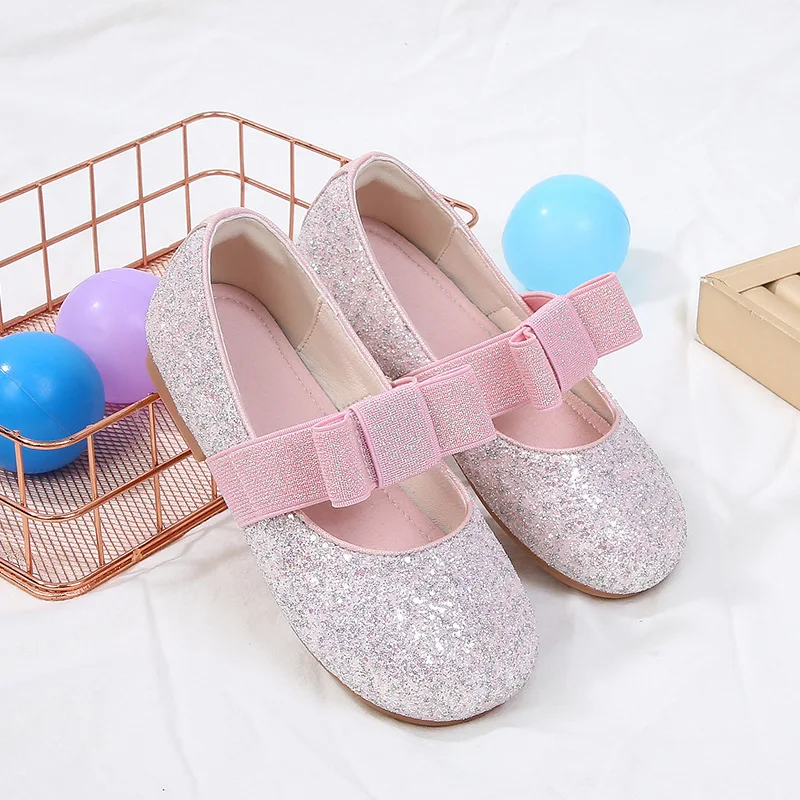 

Fashion Versatile Girls' Shoes 2025 Spring New Kids Bow Leather Shoe Simple Girls Casual Shoes Anti Slip Child Princess Shoe