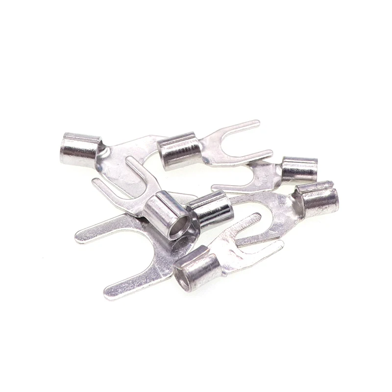 50pcs SNB/RNB Cold Pressed Bare Terminal Mounted Cold Pressed Wiring Terminals Electrical Wire End Fork Naked Crimp Connector