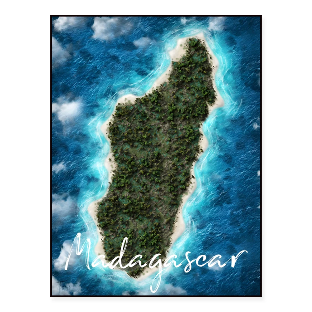Pôster de Mapa de Chios, Pelopónese, Elba, Chipre, Naxos, La Gomera, Opoa, Cuba, Ibiza, Java, Madagascar, Samoa