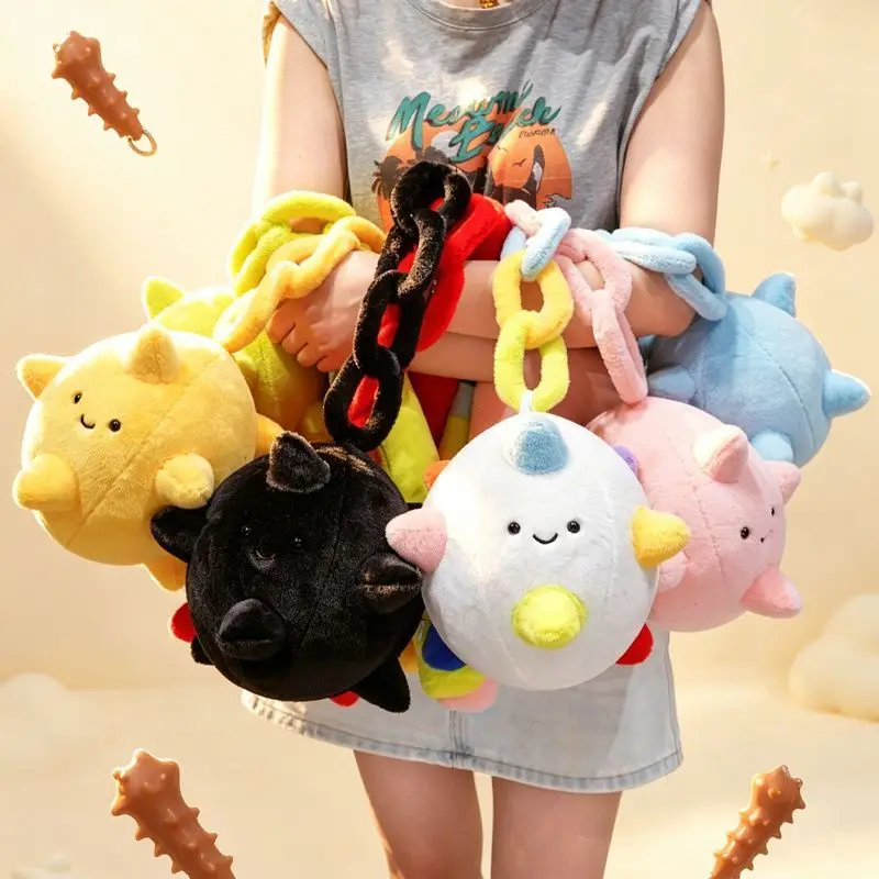 Cartoon 75cm China Kongfu Meteor Hammer Plush Toy Cute Emotion Fight Equipment Prop Flail Mace Stuffed Doll Room Decor Xmas Gift
