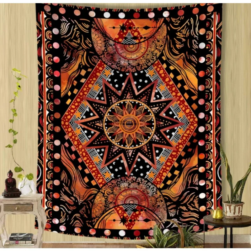 

Orange sun and moon tapestry wall hanging, aesthetic tapestry for bedroom living room dorm