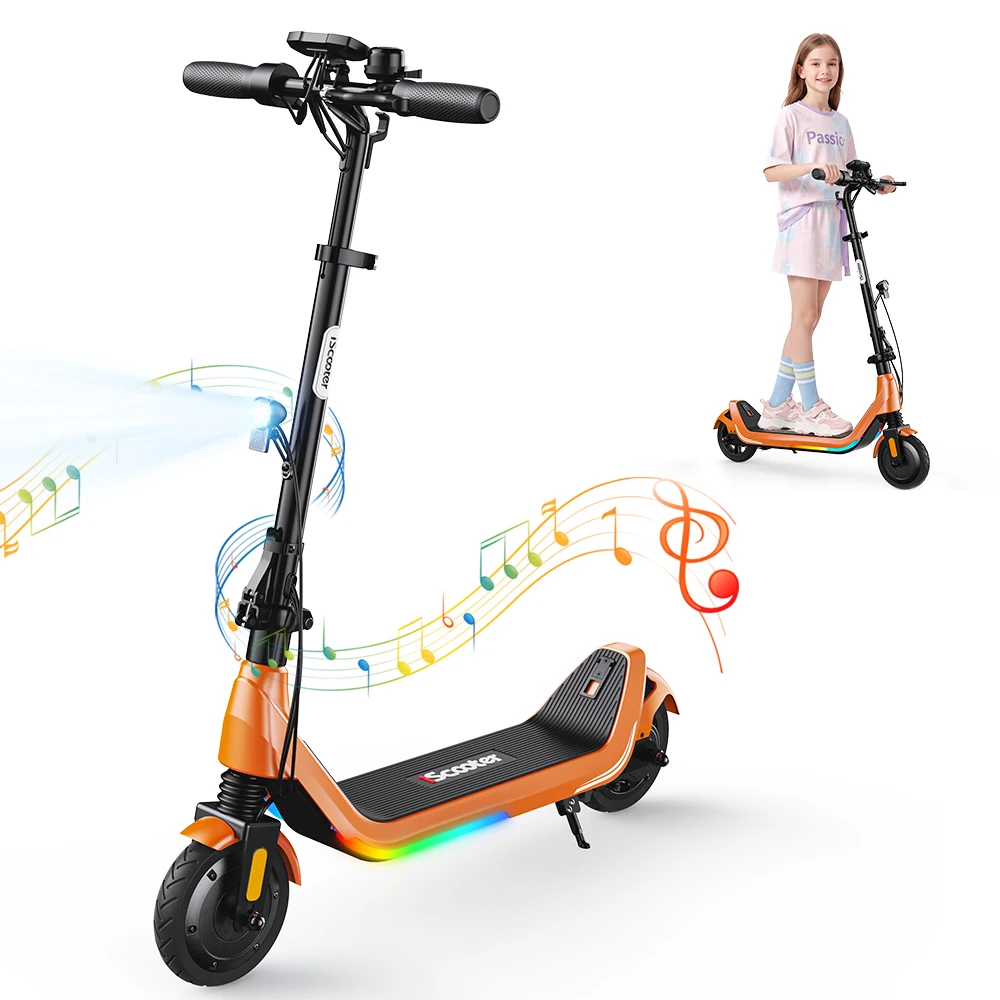 Patinete eléctrico IScooter IK5LR, patinete eléctrico para niños de 7 pulgadas, con manillar ajustable, motor de 250 W, 3 velocidades