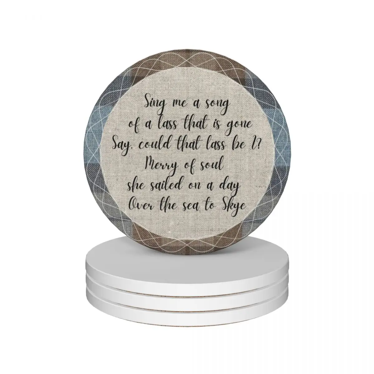 

Outlander Song - Fraser Tartan Kilt Ceramic Coasters (Set of 4) pot plate Coasters