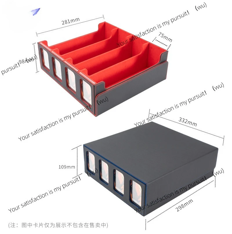 Four rows of window boxes, large capacity 3000 + board game card storage box, Gigi Wang card PU card box