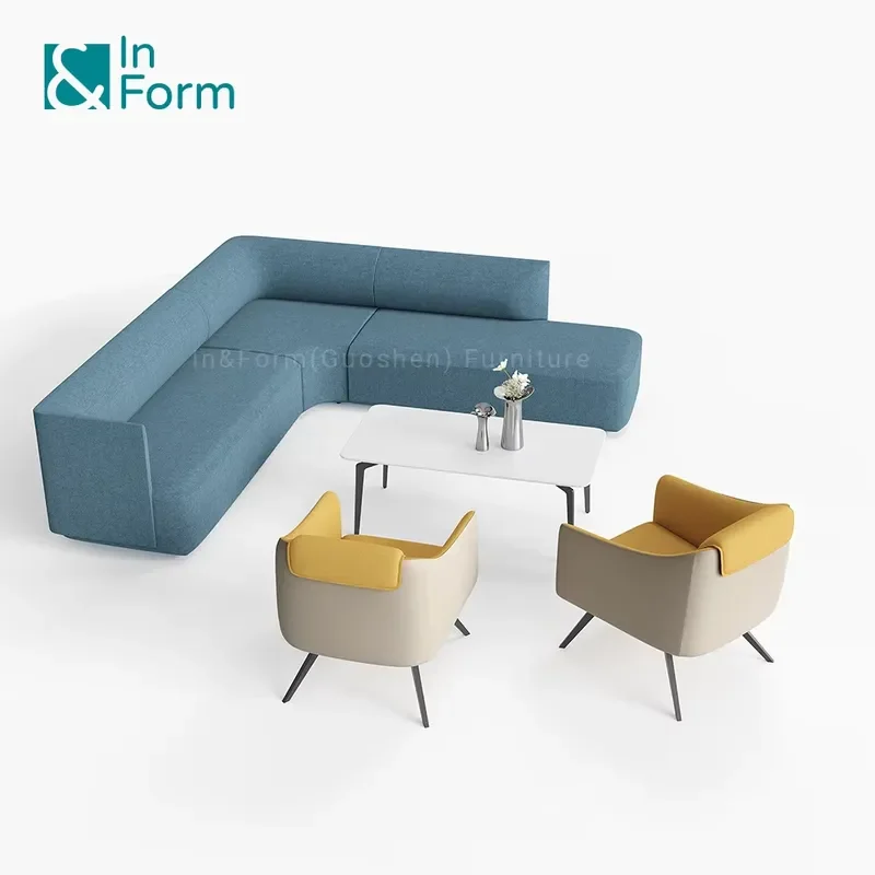 Modern Lounge Sofa Chair with Wooden Metal Legs Armrest for Office Common Area VIP Visitor Waiting Room Furniture Design