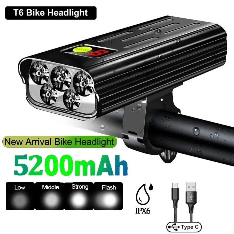 

Bike Light 2300LM Headlight Bicycle Lamp with Power Bank Rechargeable LED 5200mAh MTB Bicycle Flashlight Cycling Accessories