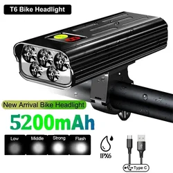 Bike Light 2300LM Headlight Bicycle Lamp with Power Bank Rechargeable LED 5200mAh MTB Bicycle Flashlight Cycling Accessories