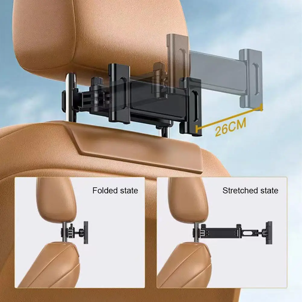車の後部電話ホルダー,折りたたみ式タブレットスタンド,調節可能なシート,ヘッドレスト取り付けブラケット,360 ° 回転