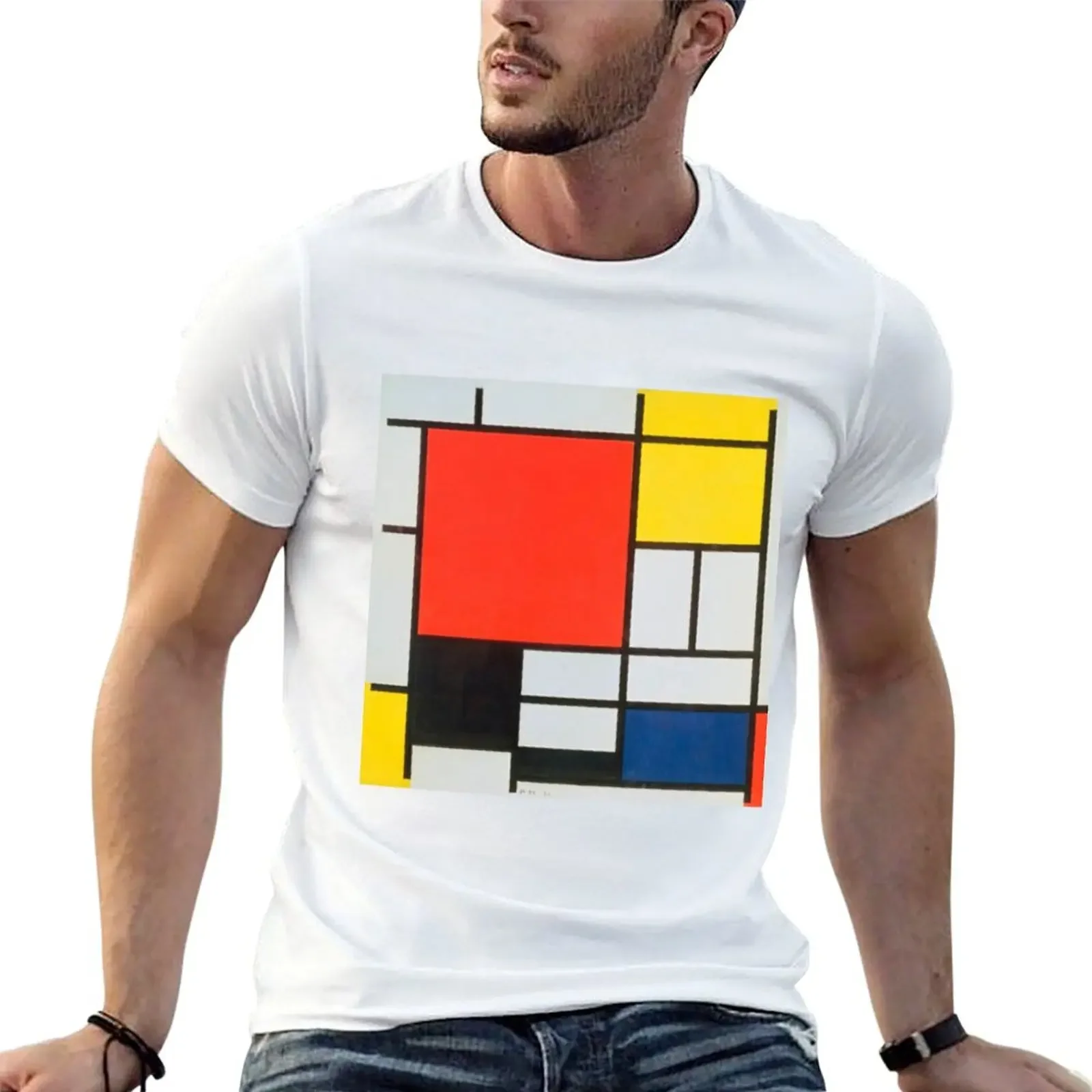 

piet mondrian - Composition with Red, Blue, Yellow, and Black,No.2, T-Shirt graphics summer top men t shirts