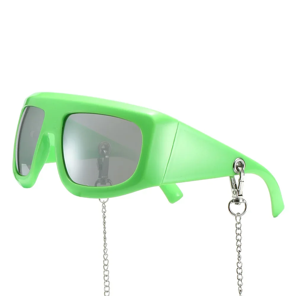 2024 جديد INS المرأة سوبر كبيرة العصرية سلسلة النظارات الشمسية موضة y2k الرجال القيادة يندبروف المرايا كول ظلة المرايا UV400