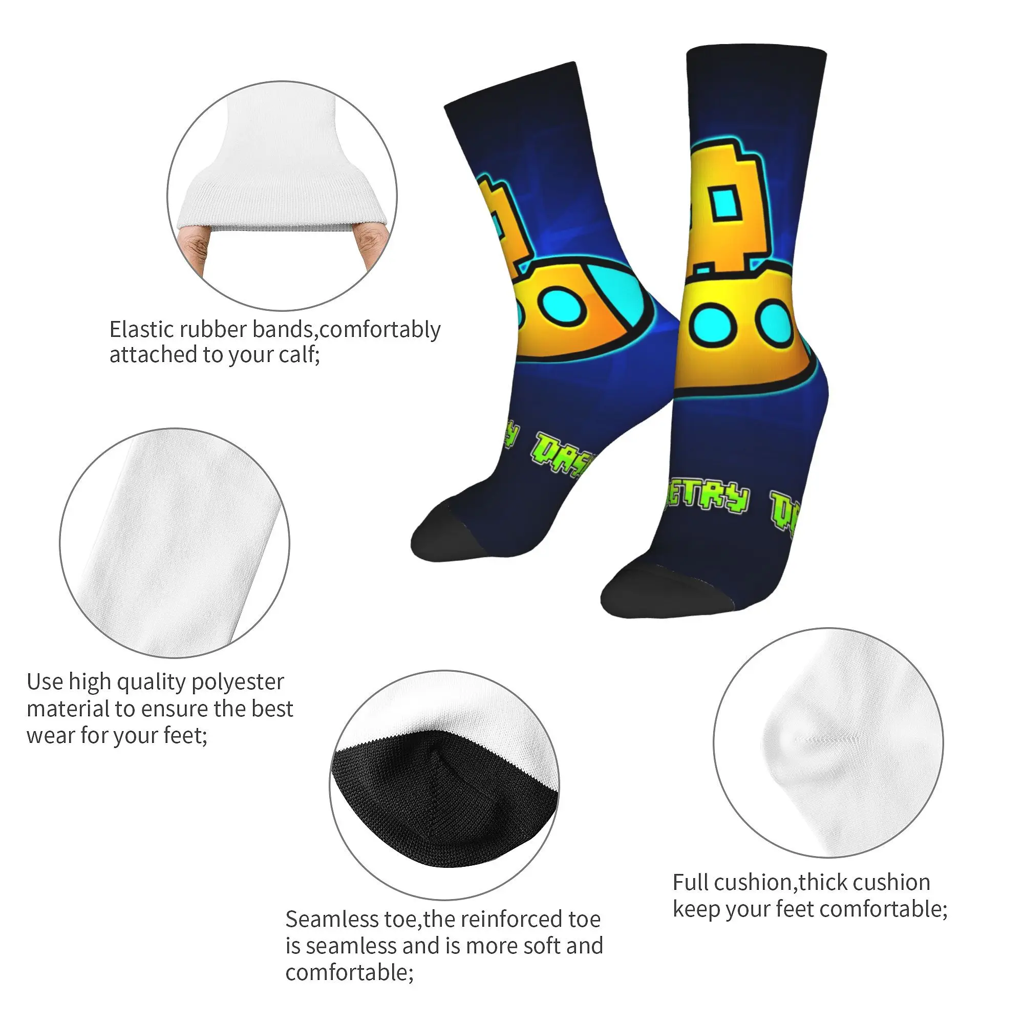 Geometry Dash Cube Game Socks Merch For Men Women  Sports Socks Super Soft Wonderful Gifts