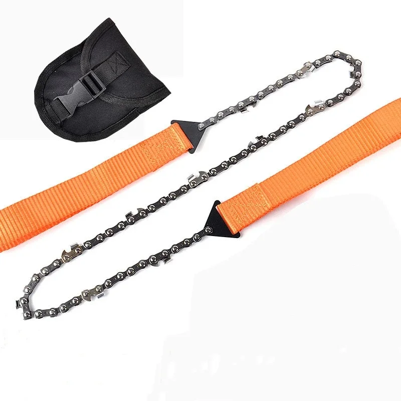 Portable Survival Chain Saw with Bag, Outdoor Camping Chainsaws, Emergency Zipper, Handheld Chain Saw, Wire Saw Cutting Tools