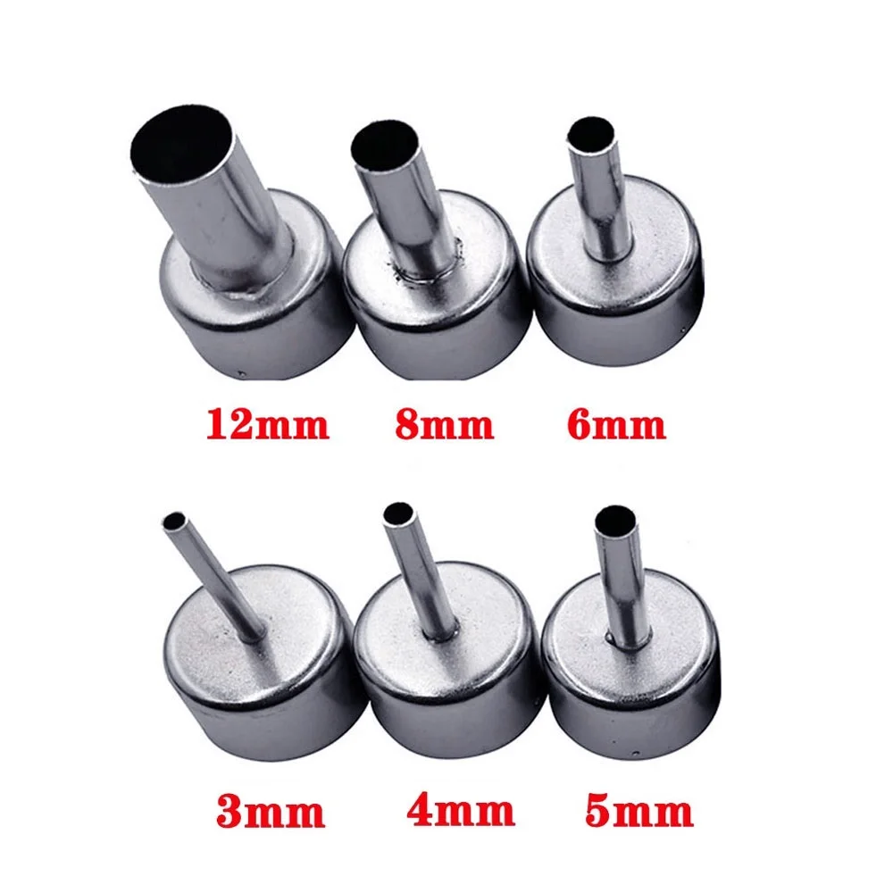 6pcs 22mm Universal Nozzles For 858D+ 8586 Soldering Welding Hot Air Station Heat Resistant Stainless Steel Welding Nozzles