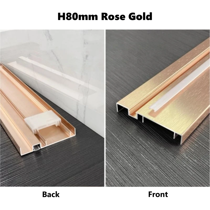 H80mm LED Skirting Line 0.5m 1m Brushed LED Aluminium Profile Floor Baseboard Bar Strip Light Metal Wall Skirting Linear Lamp