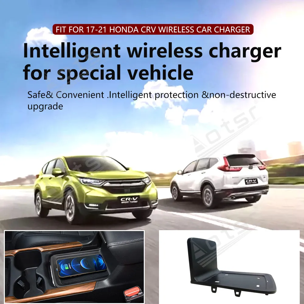 15W QI Wireless Fast Charge Mobile Phone Special Panel Android For Honda CRV 2017 2018 2019 2020 2021  For IPhone Huawei Samsung