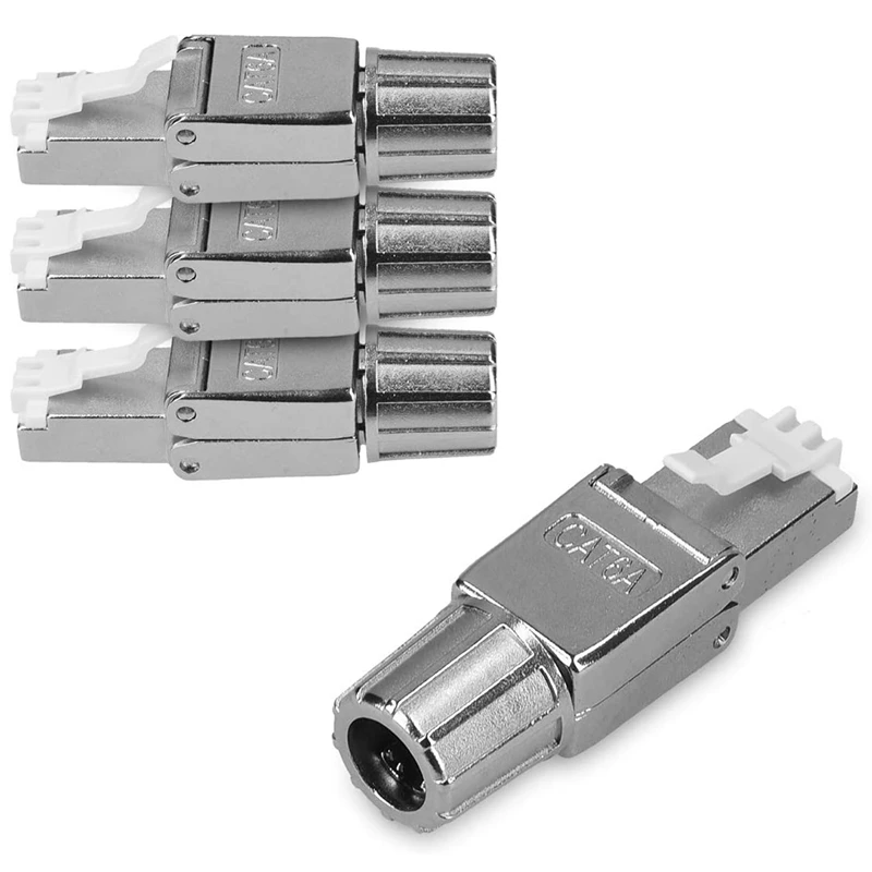 Pacote de conectores de rede AED5-RJ45 - conjunto de 4 conectores de rede Cat6a RJ-45 - plugues de alívio de tensão de cabo Ethernet Cat 6A blindados