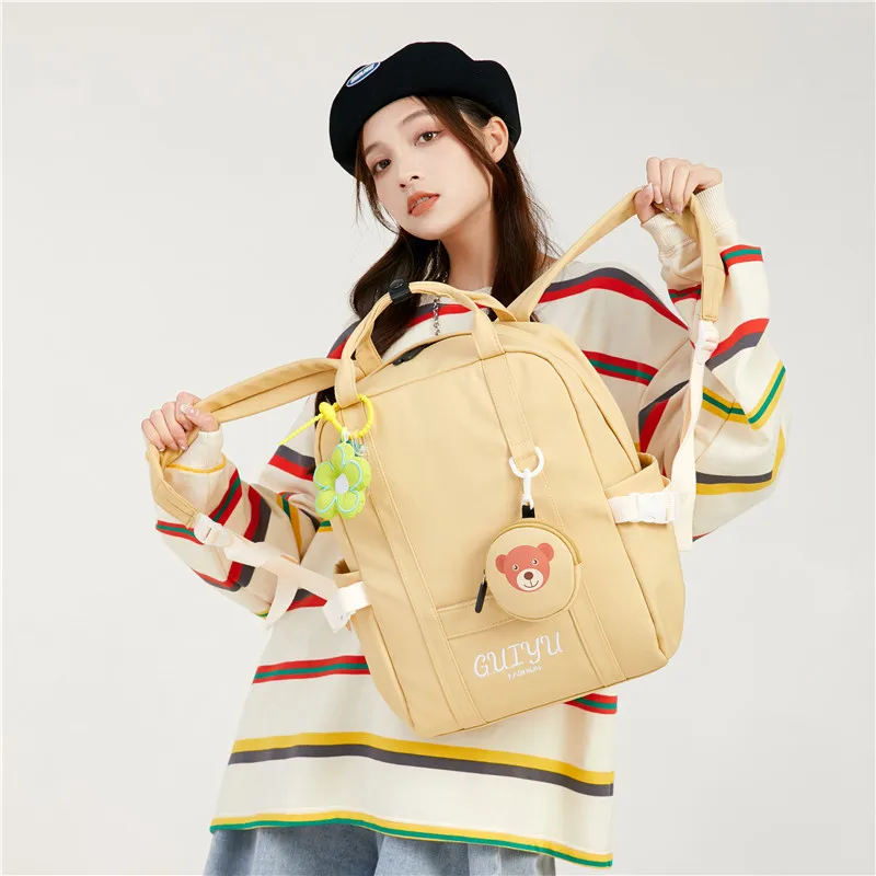 

2023 New Junior High School Student Backpack Fresh and Sweet Girl Solid Cute Large Capacity Bag Fashion Simple Casual Backpack