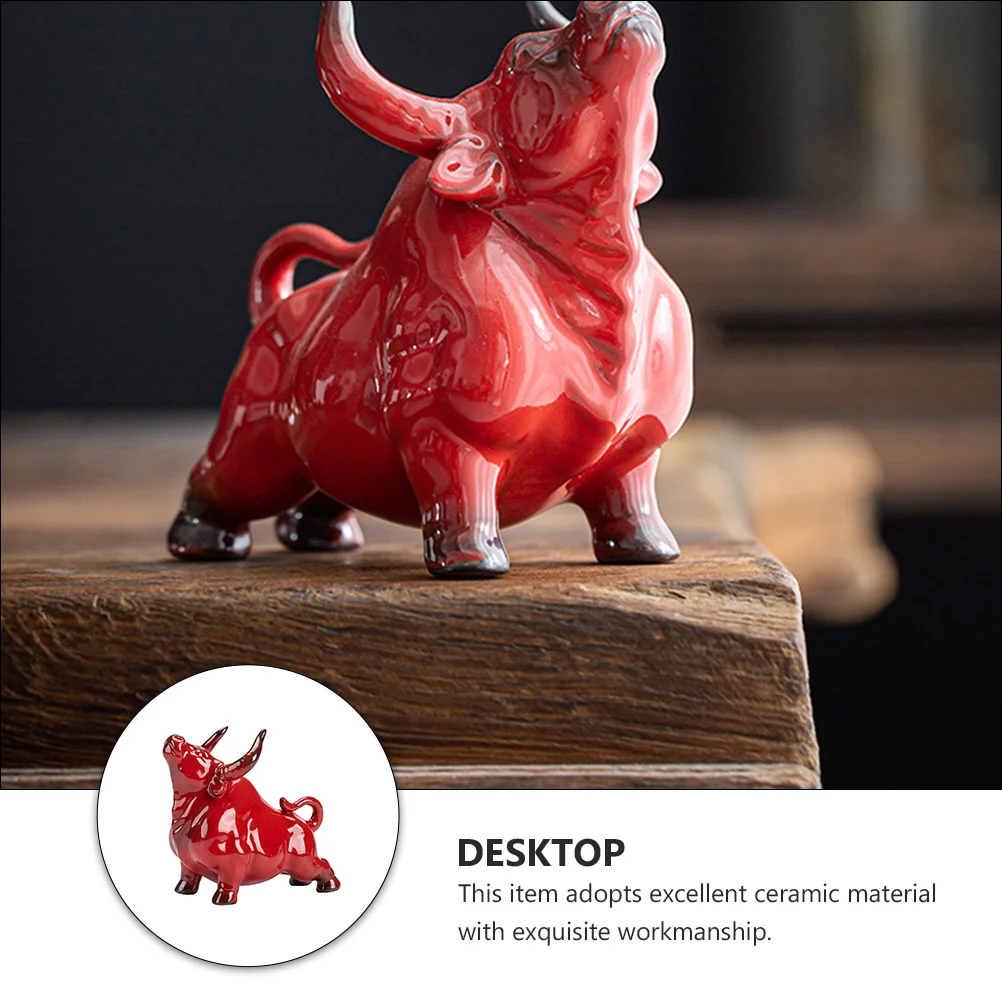

Ceramic Zodiac Ox Ornament Sculpture Desktop Decoration Creative Home Office Tabletop Decor Birthday Gift Chinese New Year