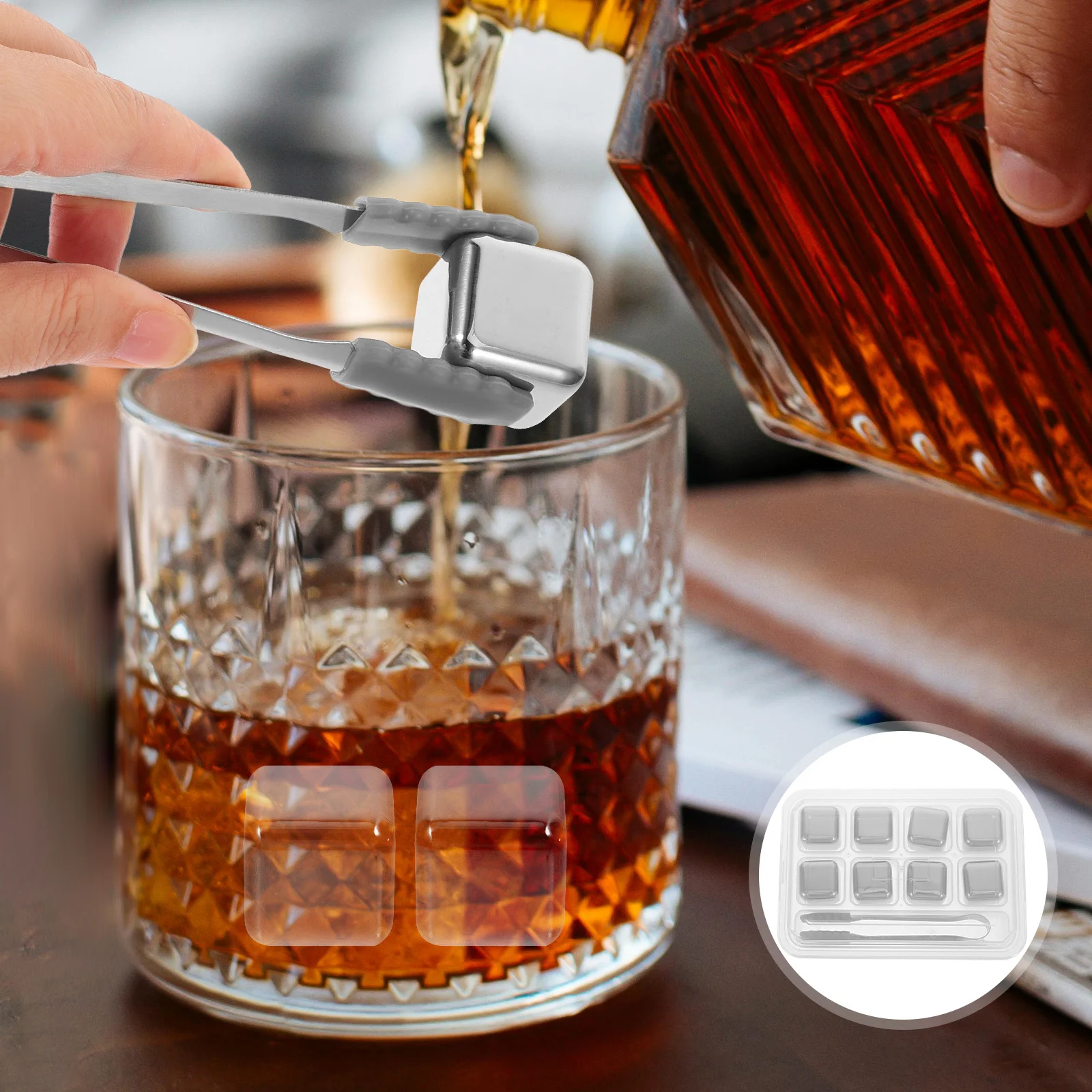 

1Set Stainless Steel Ice Cubes Reusable Metal Chilling Stones for Whiskey Non-Melting Drink Chiller Cool Gifts