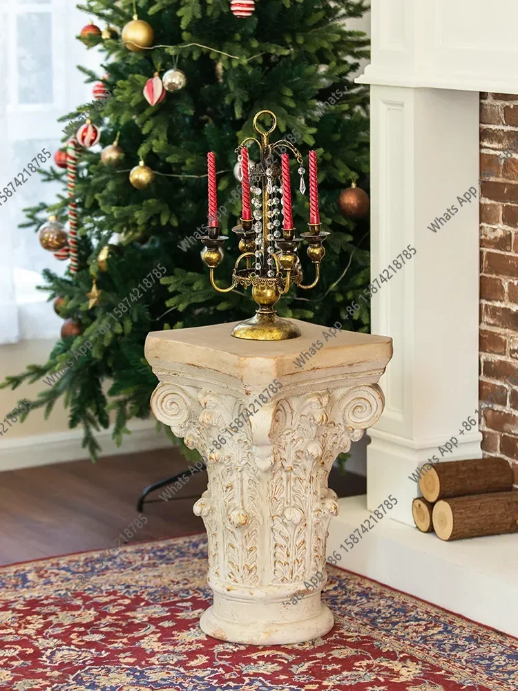 67 N JAmerican French Export Retro Nostalgic Carved Roman Pillar Pier Floor Ornament Base Wedding Window Decoration
