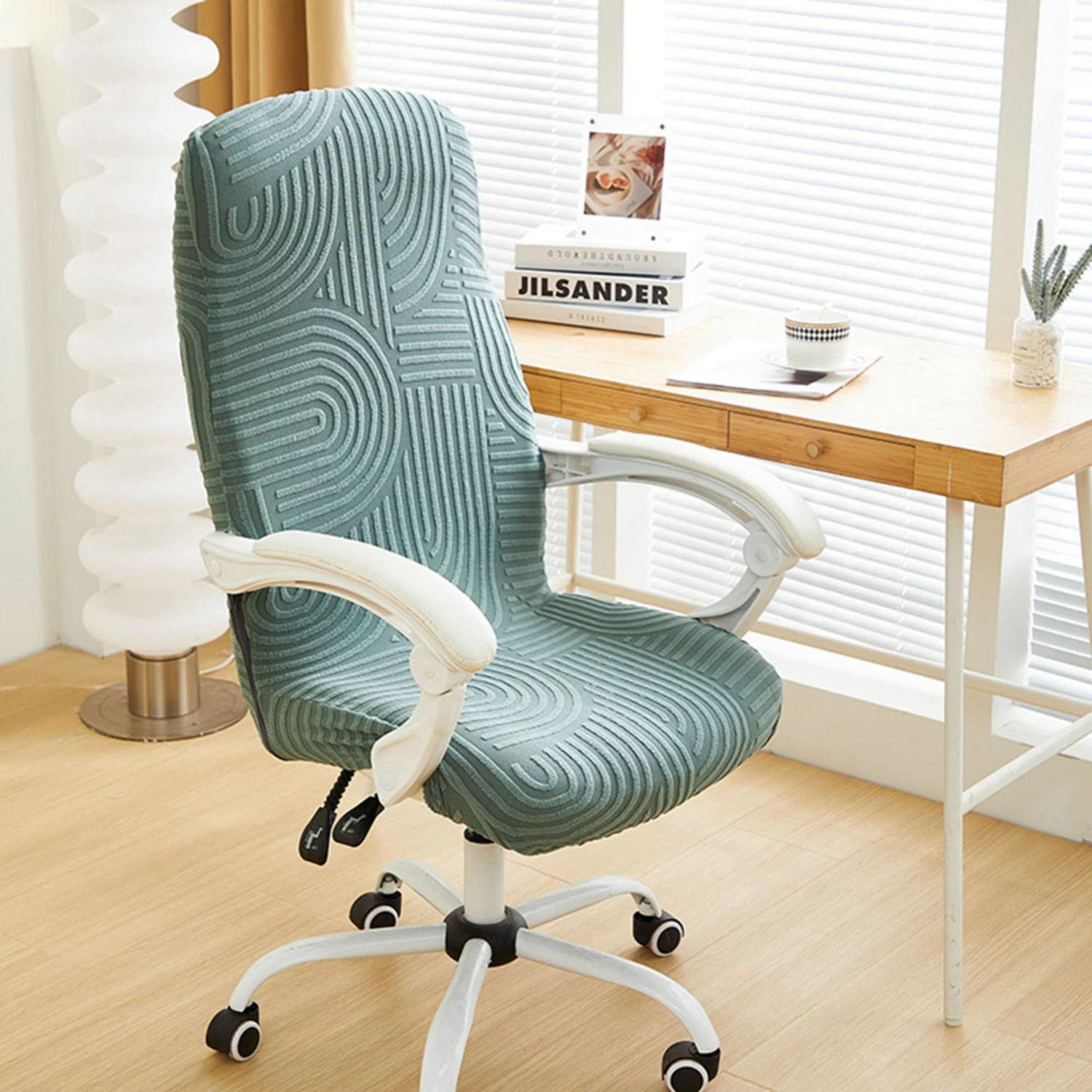 Luxurious, Sophisticated, and Fashionable Upgrade for Your Computer Study Chair - Modern Jacquard Elastic Office Chair Cover - D