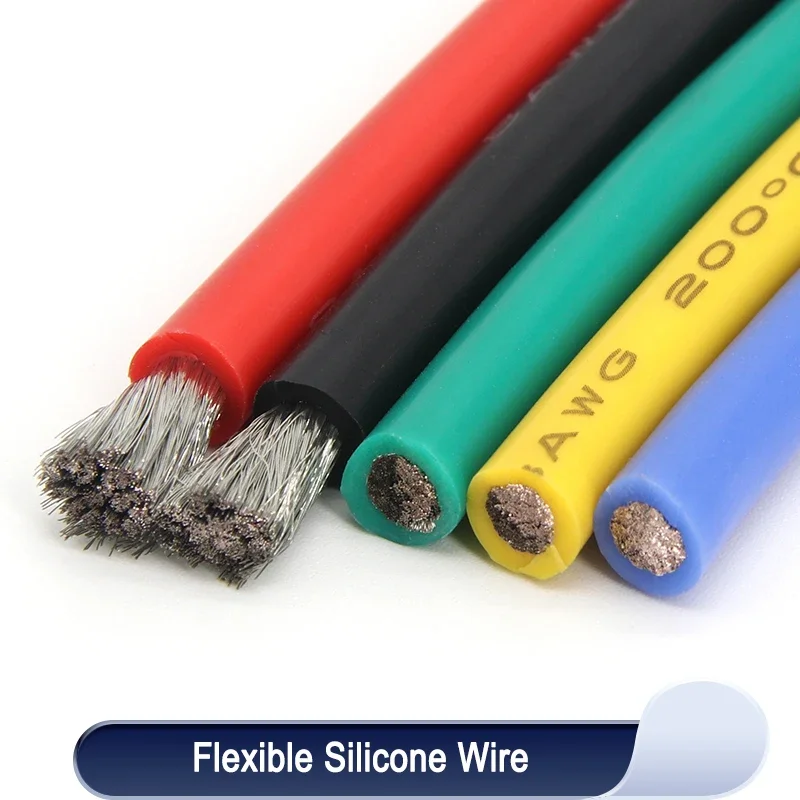 

1/5/10m Soft Silicone Cable Car Battery Automotive Wiring 30 28 26 24 22 20 18 16 14 12 10 8 6AWG Heat-resistant Electrical Wire