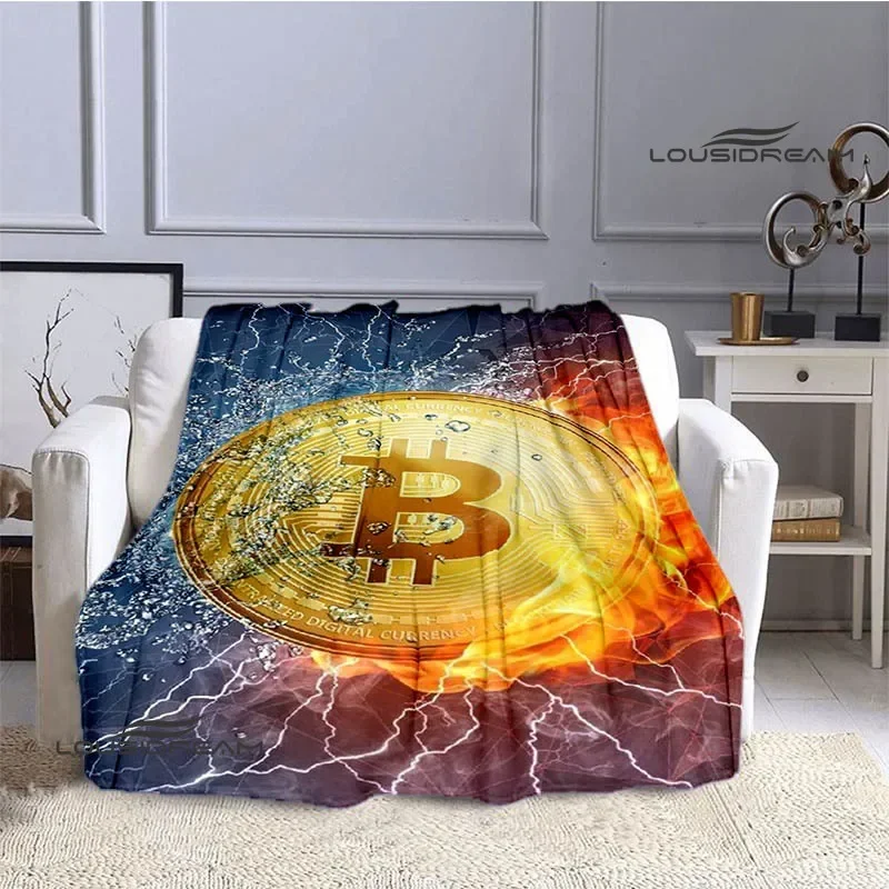 Bitcoin Fashion Printed blanket Kids Warm blanket Flannel Soft Cozy Blanket Sofa Bed Blanket Travel Blanket Birthday Gift