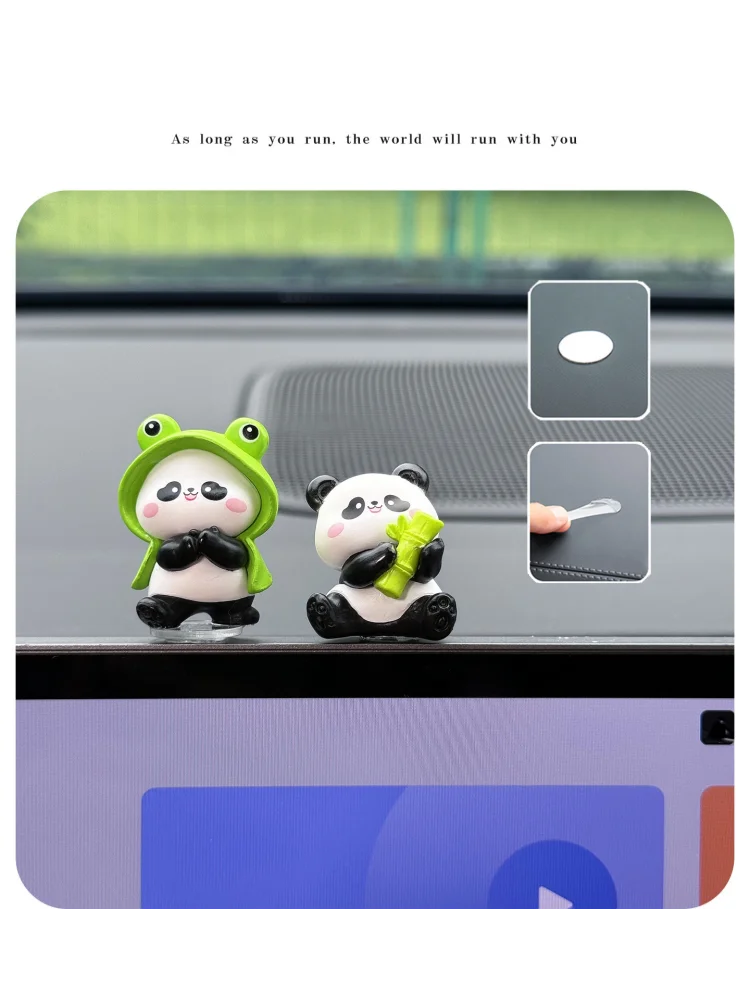 6 Stück Kawaii Panda Auto-Armaturenbrett-Figuren, Niedliche Harz-Mini-Ornamente, Innendekoration, Schreibtisch- und Heimdekoration, Geschenk für Frauen, SUV, Auto – Detail 11