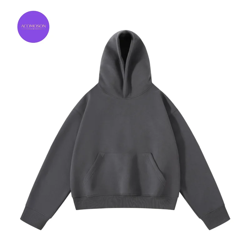 ACOMOSON Top Quality Boxy Hoodie EU US Size Luxury Casual Wear Vintage Oversize Cleanfit Daily Workout Active Hoodie