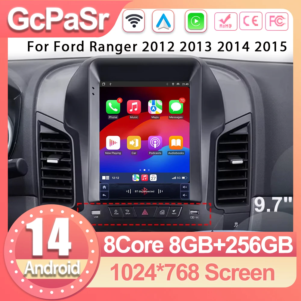 

9.7 Inch Android 14.0 For Ford Ranger 2012 2013 2014 2015 Car Radio Stereo Auto DSP Carplay GPS Navigation Player Video 4G Lte