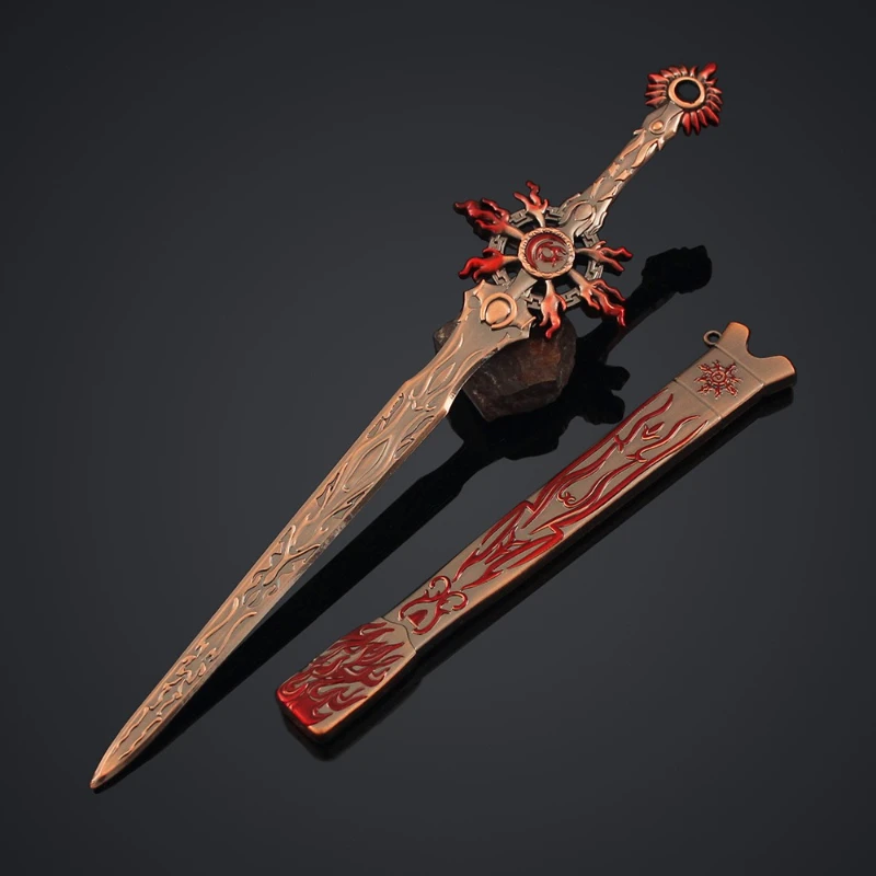 30ซม./11.81inอะนิเมะอุปกรณ์ต่อพ่วงGolden Lightหุ่นแสดงอายุดาบอาวุธโลหะคอลเลกชันตกแต่งPropsเครื่องประดับของเล่น