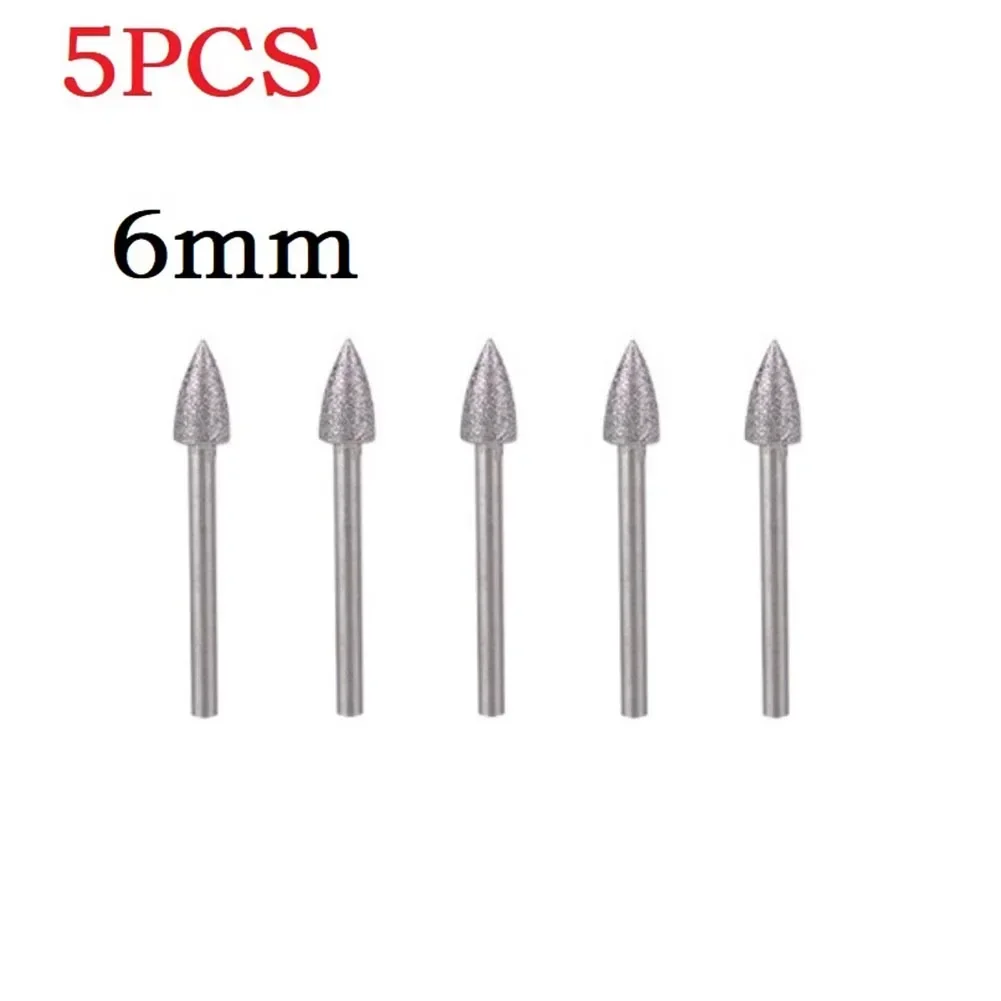 5PCS Diamond Triangle Burr Drill Bit Set For Carving Engraving Drilling 4-12mm Tools Jade Carve Tools