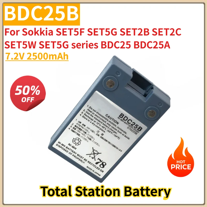 

Battery BDC25B 7.2V 2500mAh For Sokkia SET5F SET5G SET2B SET2C SET5W SET5G series BDC25 BDC25A Total Station Surveying battery