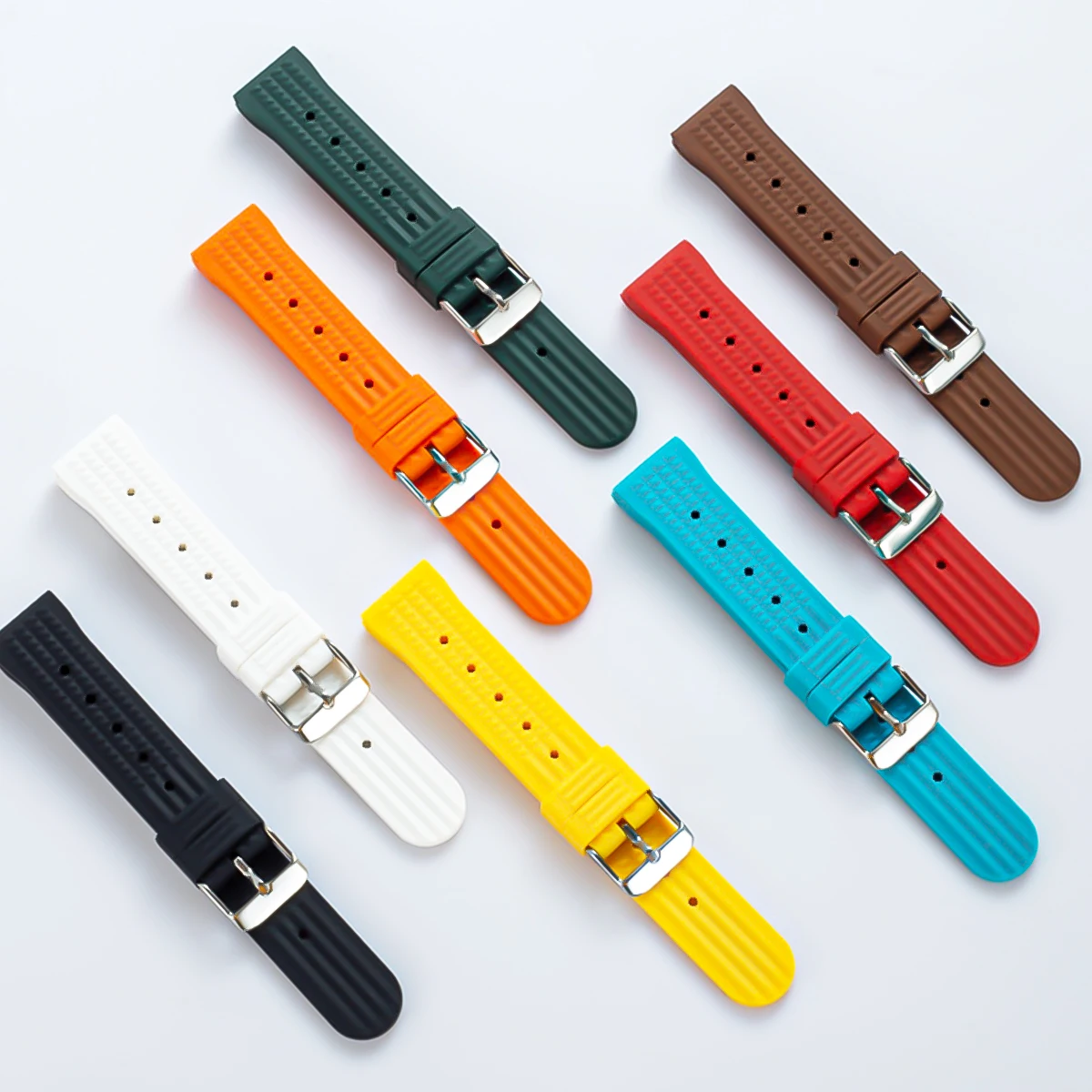 FKM-Gummi-Waffel-Uhrenarmband, 18 mm, 20 mm, 22 mm, Fluorkautschuk, universell, wasserdicht, bequem, Sport, Schnellverschluss-Uhrenarmbänder – Detail 8