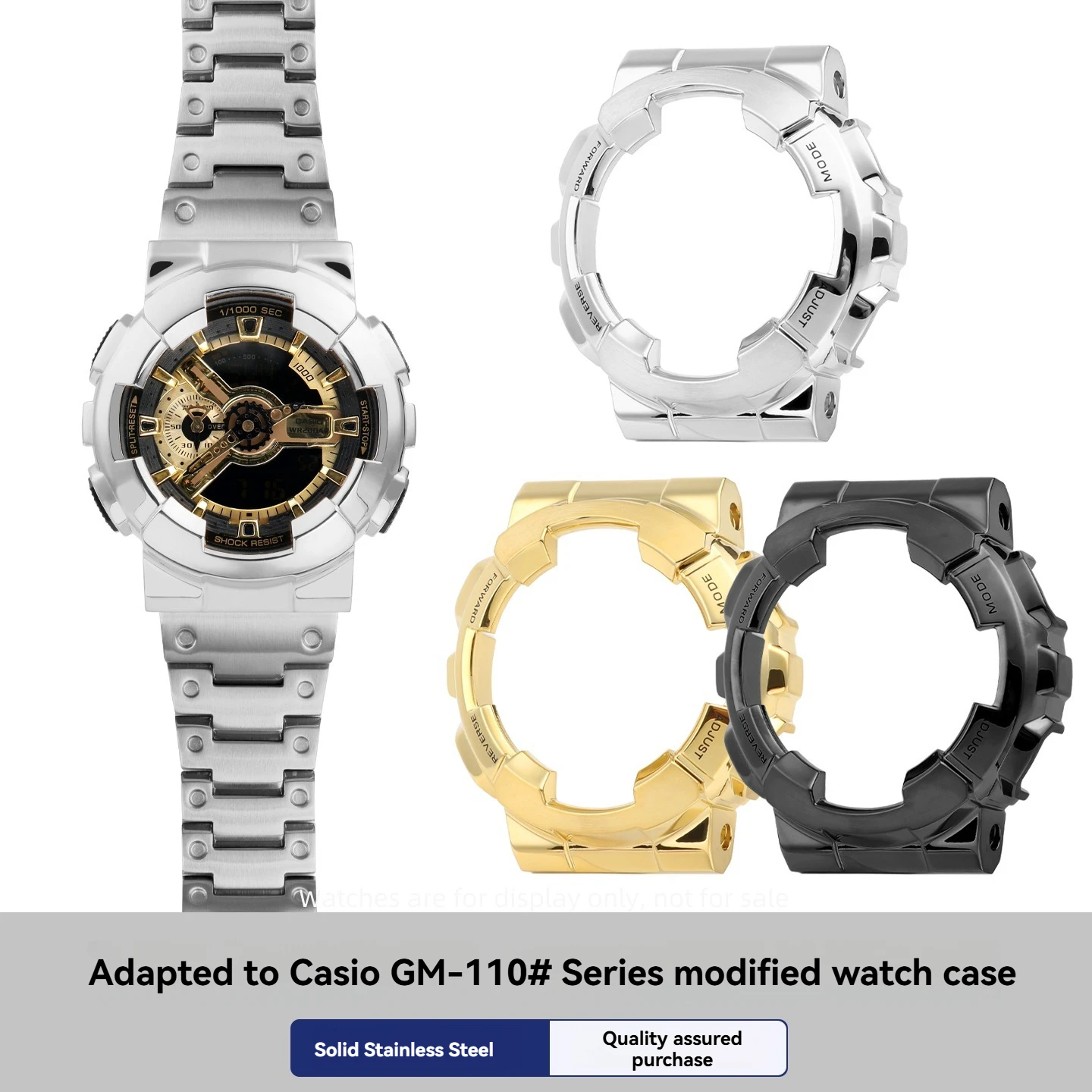 

Сменный металлический корпус DIY Black Gold Cool для Casio G-Shock GM-110 'Guncannon', комплект для модернизации корпуса часов из нержавеющей стали