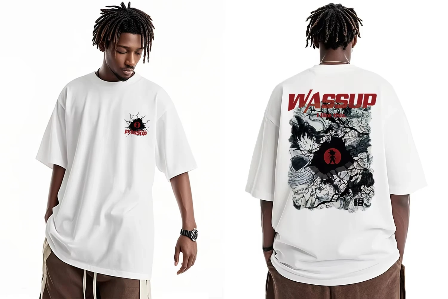 

Tide Brand Dragon Ball Joint American High Street Printing Short-sleeved Men's Summer New Loose Couple Letter T-shirt