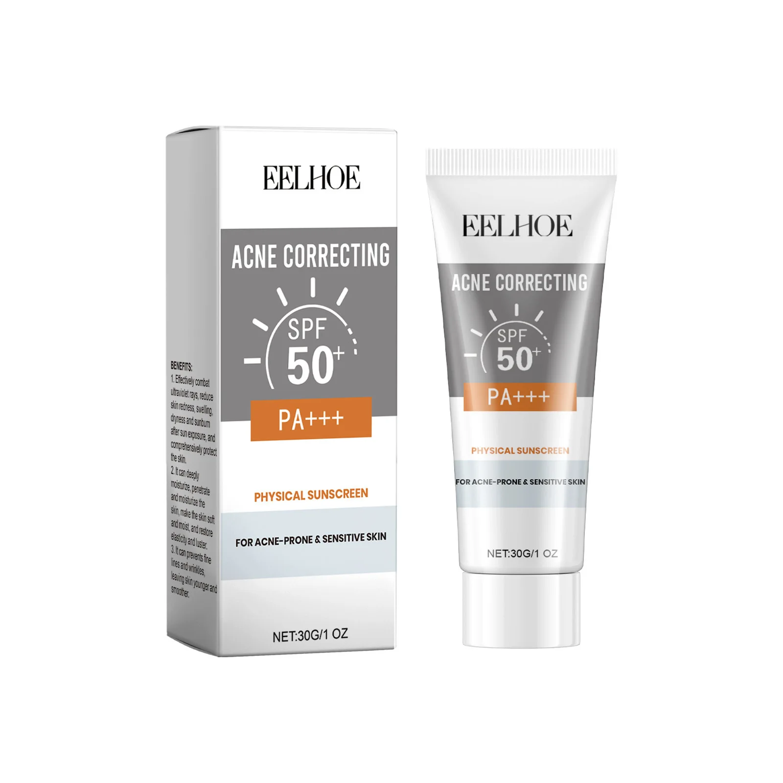 EELBathroom E-Crème solaire de protection du visage Spf50, contrôle de l'huile, anti-oxydant, hydratant, éclaircissant pour la peau, Nicotinamide