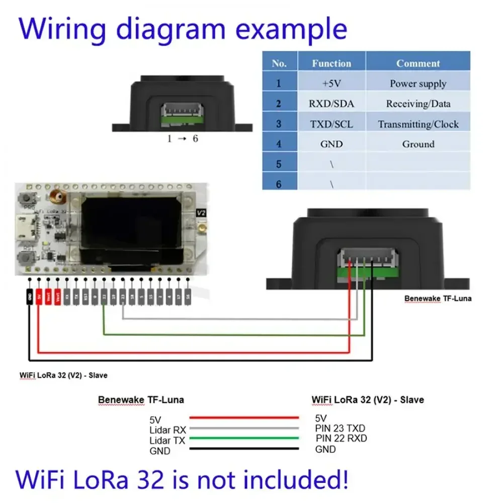 Benewake-Sensor LiDAR TF-Luna, interfaz UART/I2C de alcance de 8m, módulo Micro de rango de un solo punto de 5V para robótica Arduino Pixhawk