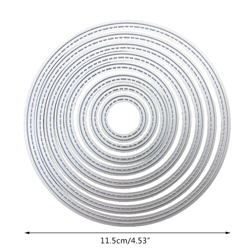 8ชิ้น/เซ็ตวงกลมรอบกรอบโลหะที่ตัดลายกระดาษลายฉลุสมุดภาพ DIY แสตมป์การ์ดกระดาษงานฝีมือลายนูนตกแต่ง