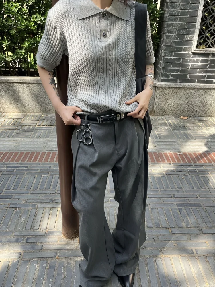 

Мужские повседневные брюки American Sle: свободные прямые брюки-трубы A-силуэта для города, с молнией, средней посадкой, длинные