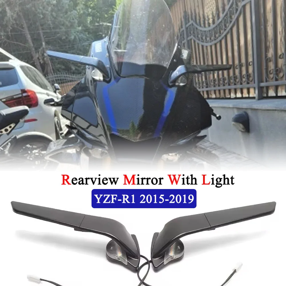 

2015-2019 YZF-R1 Motorcycle New With LED Turn Signal Indicator Rearview Mirror For Yamaha YZFR1 Invisible Adjustable Side Mirror